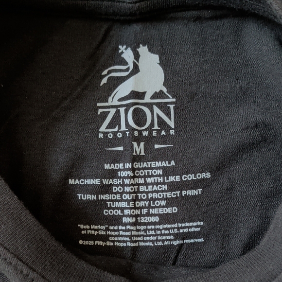 Zion Rootswear Black Cotton T-Shirt - Picture 3 of 3